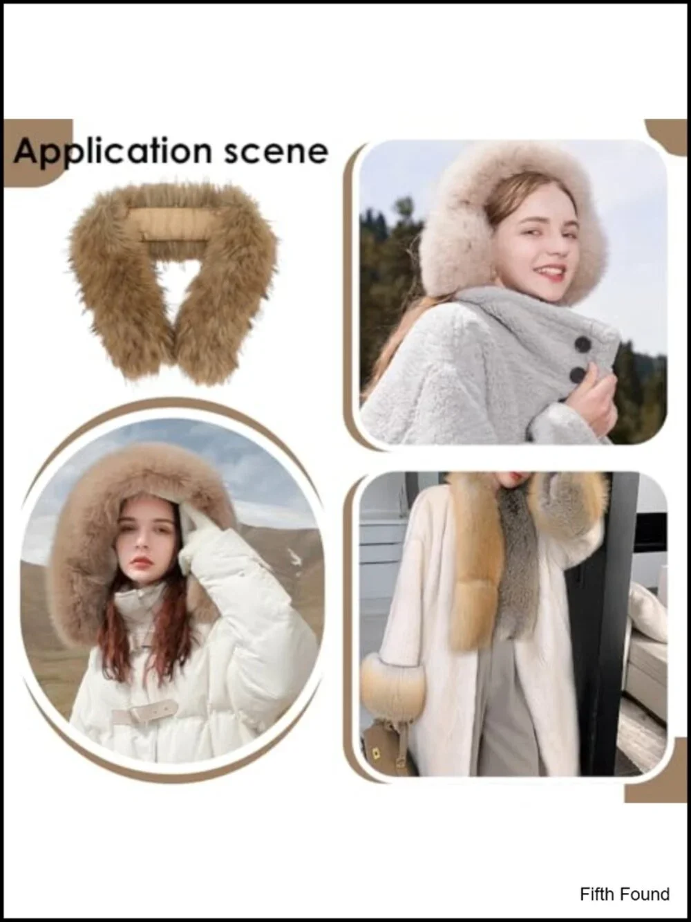 Faux Fur Hood Trim Replacement Collar for Coat Jacket Sewing Craft Decor